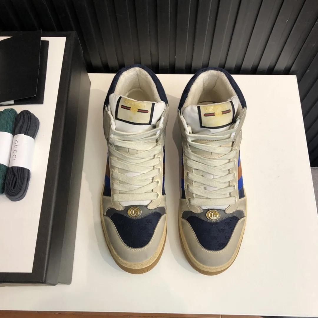 Alternative view of Gucci Men’s GG Screener Distressed High Top Off-White Blue