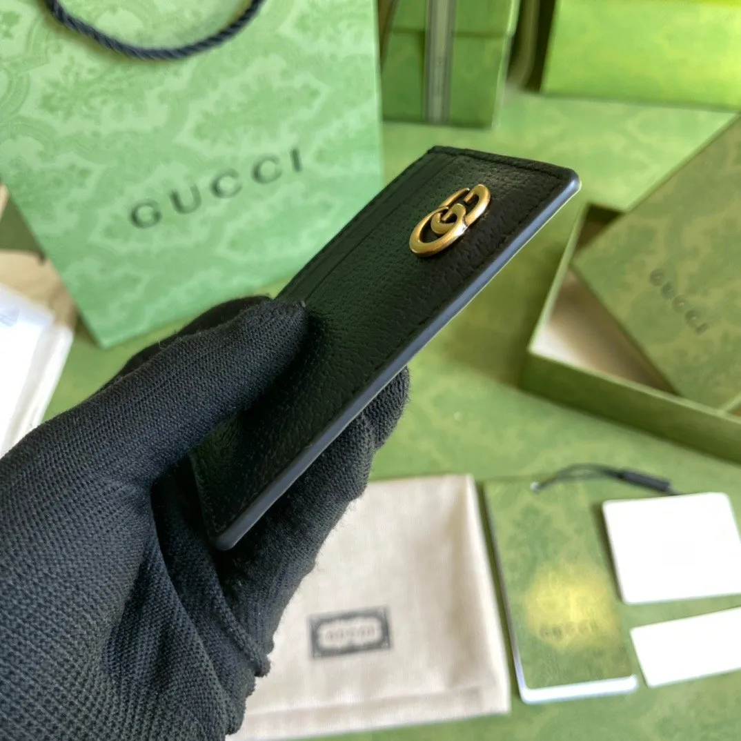 Gucci GG Marmont Card Case Rough Black Gold Toned Hardware / - Image 8