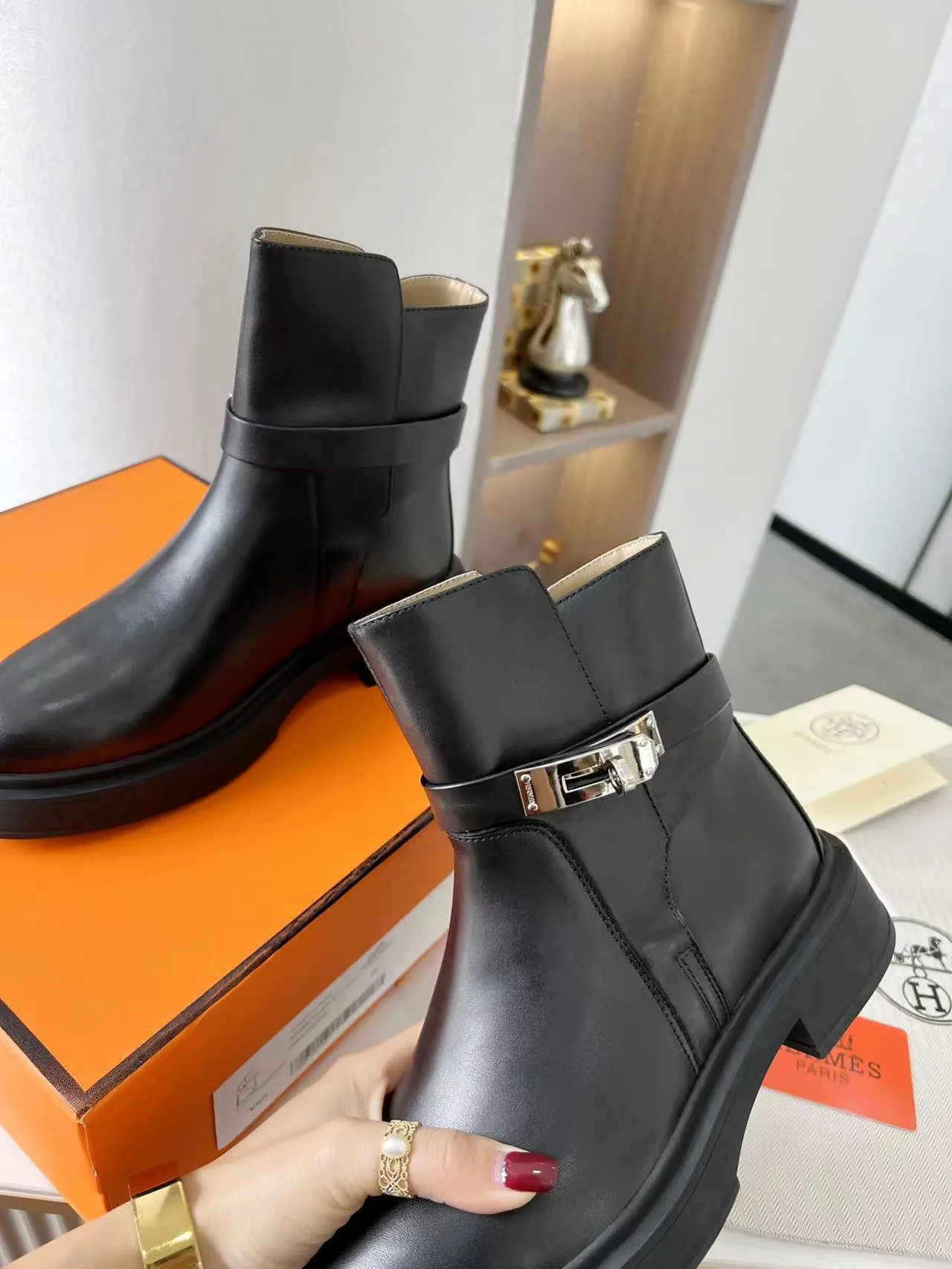 Hermes Veo Ankle Boots Black , Shoes - Image 5