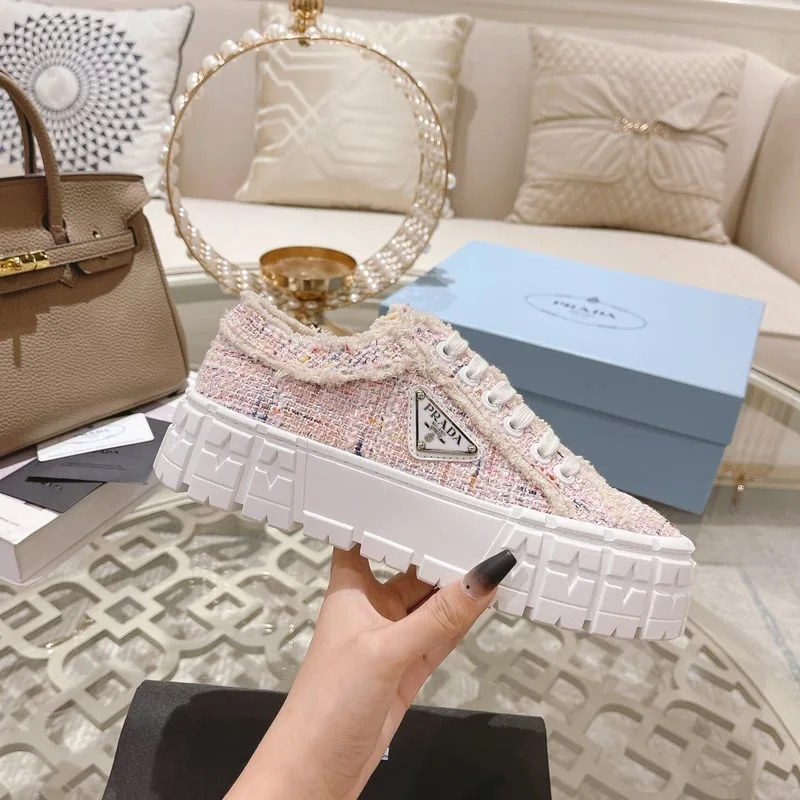 Prada Gabardine Canva Double Wheel Sneakers Pink / PRD - Image 10