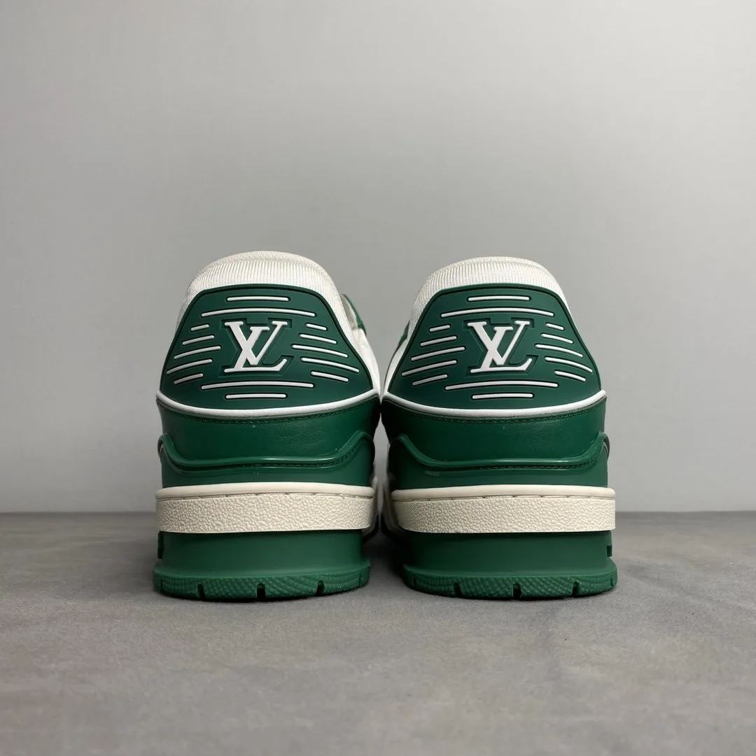 Louis Vuitton Trainer Sneaker Mix Of Materials White/Green Virgil Abloh LV 1A9VNK - Image 7