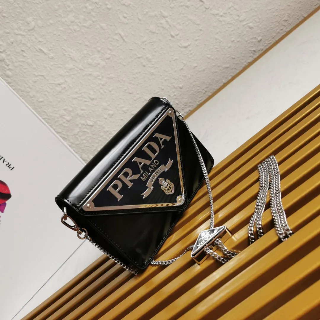 Prada Brushed Shoulder Bag Black - Image 3