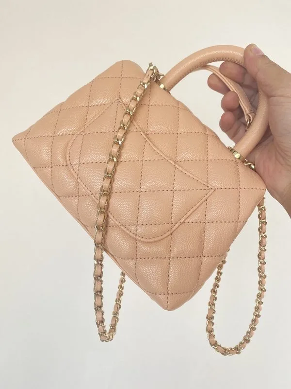 Chanel Mini Flap Bag Top Handle / Light Brown Gold Hardware - Image 6