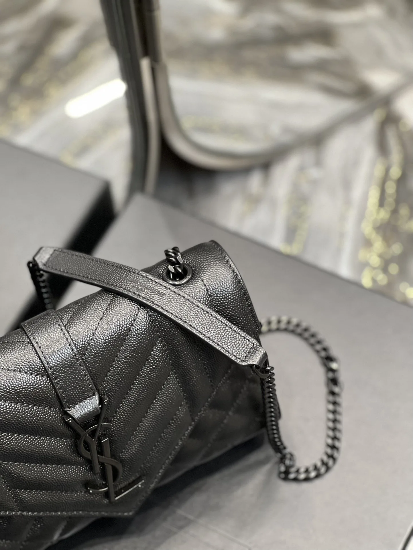 Saint Laurent Small Bag Black In Mix Matelasse / YSL - Image 7
