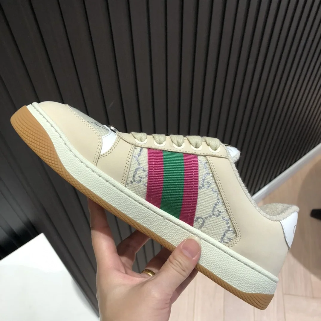 Alternative view of Gucci Women’s Screener GG Low-Top Beige Pink Green
