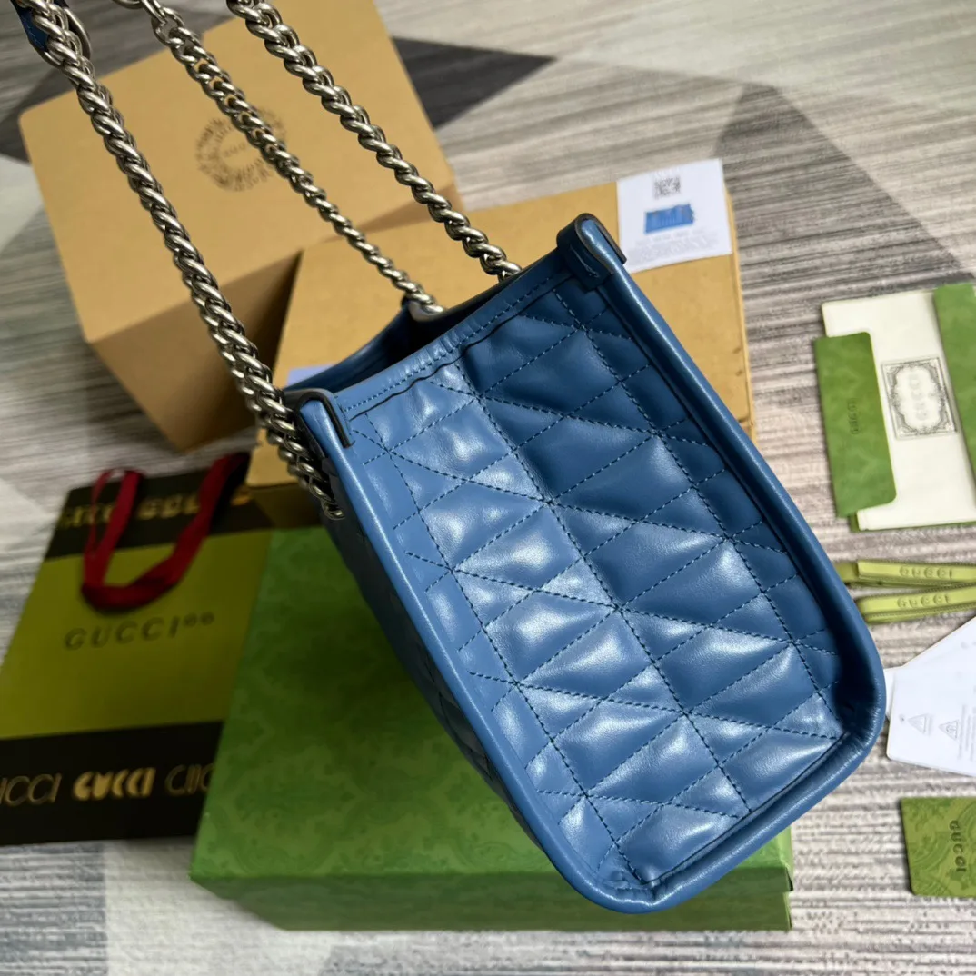 Gucci Marmont Small Matelasse Tote Blue - Image 5