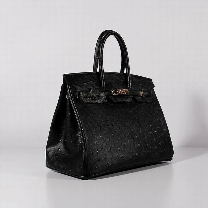 Hermes Birkin With Textures Top Handle Bag / Black Gold Hardware - Image 3