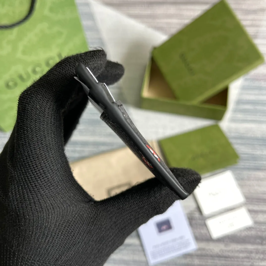 Gucci Card Case Black with Bees / - Image 7