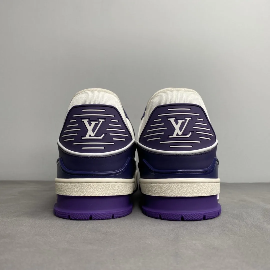 Louis Vuitton Trainer Sneaker Mix Of Materials White/Purple Virgil Abloh - Image 9