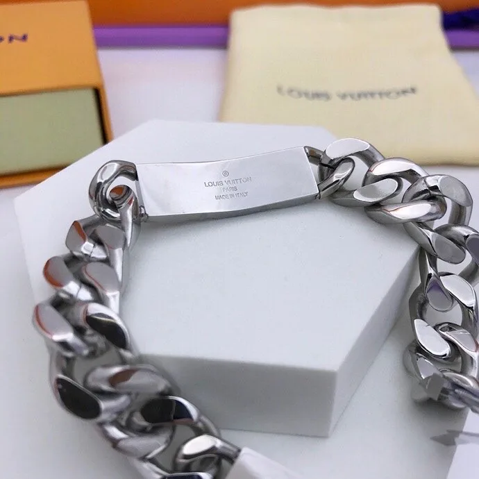 Louis Vuitton Monogram Chain Bracelet Silver Tone - Image 6