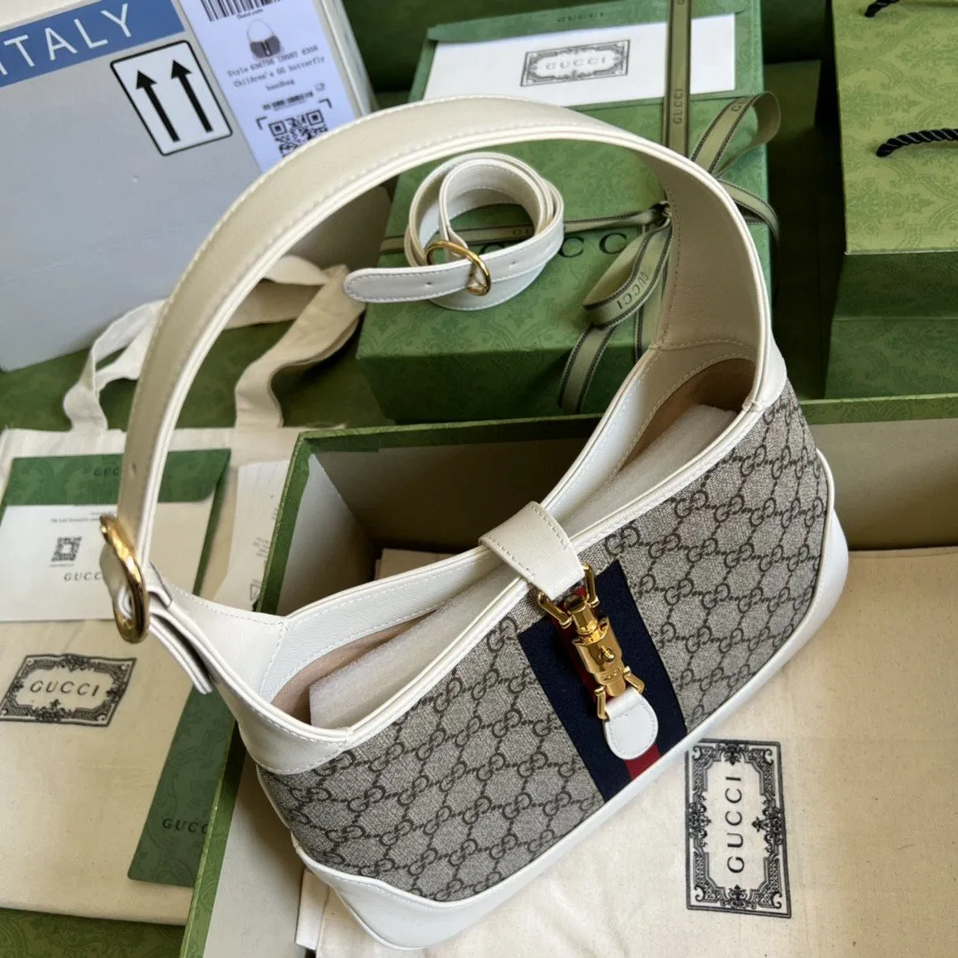Gucci Jackie 1961 Small Shoulder Bag Beige And Ebony GG Supreme Canvas / - Image 6