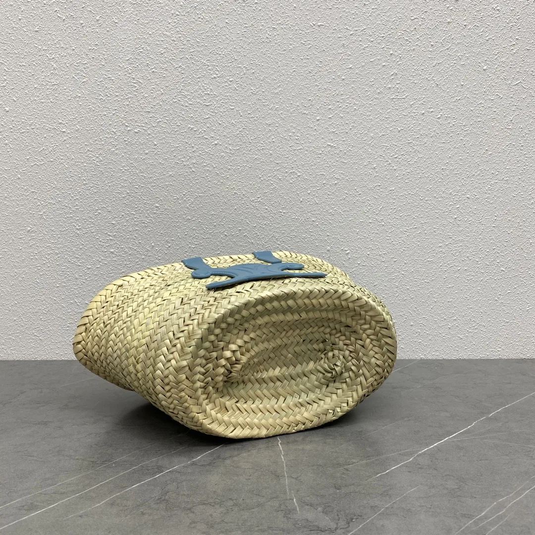 Alternative view of Celine Teen Triomphe Celine Classic Panier In Palm Leaves And Lizard Blue /