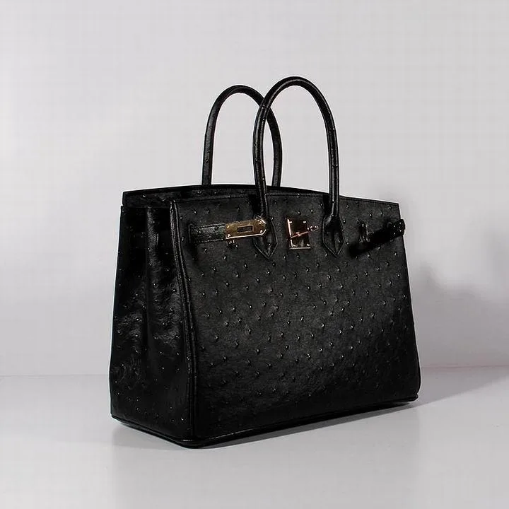 Hermes Birkin With Textures Top Handle Bag / Black Gold Hardware - Image 4