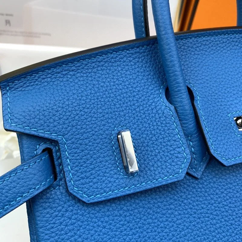 Hermes Birkin Top Handle Bag / Nata Togo Leather Blue Silver Hardware - Image 3