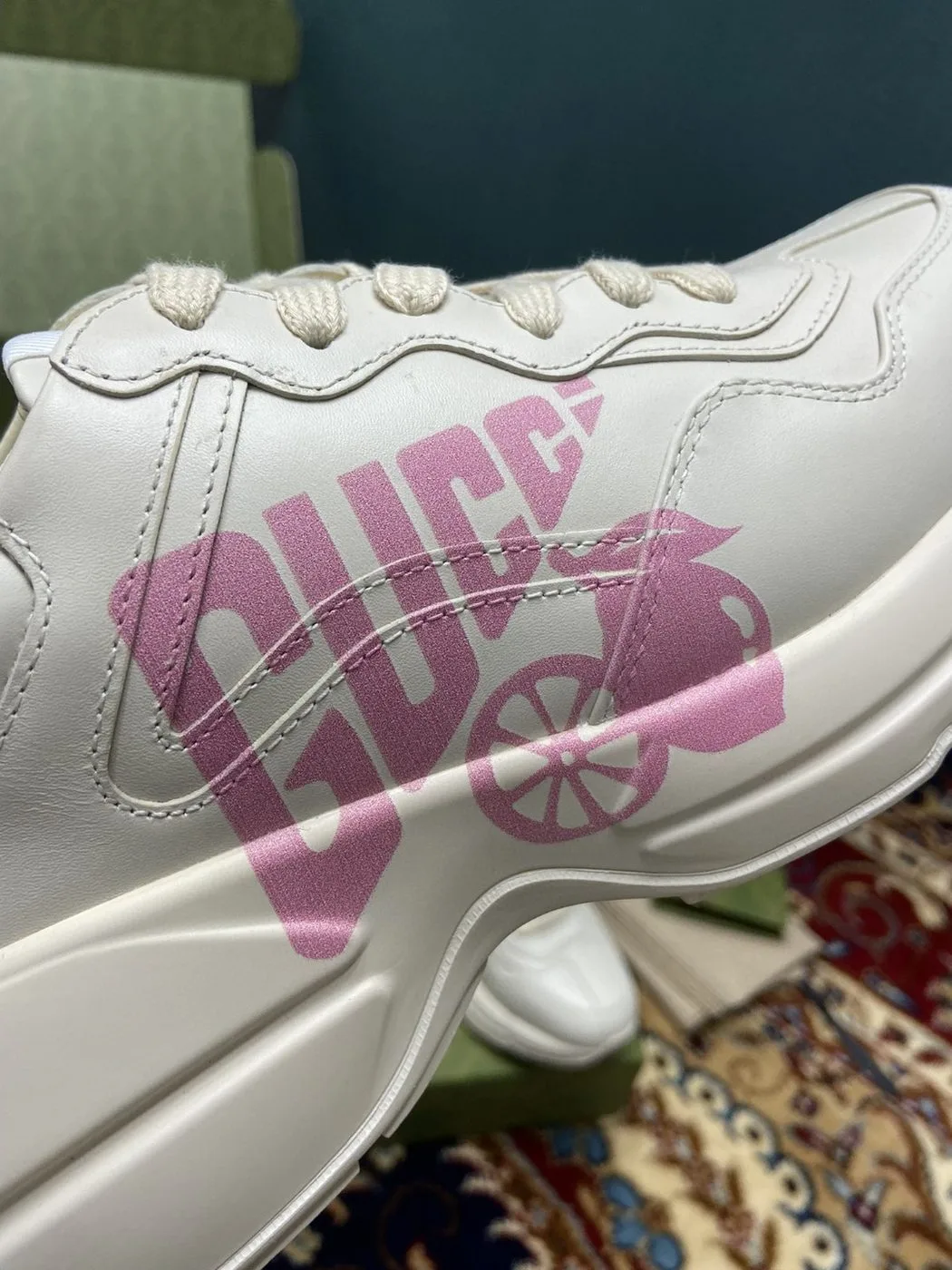Alternative view of Gucci Women’s Rhyton Sneakers With Lemon Gucci White Ivory