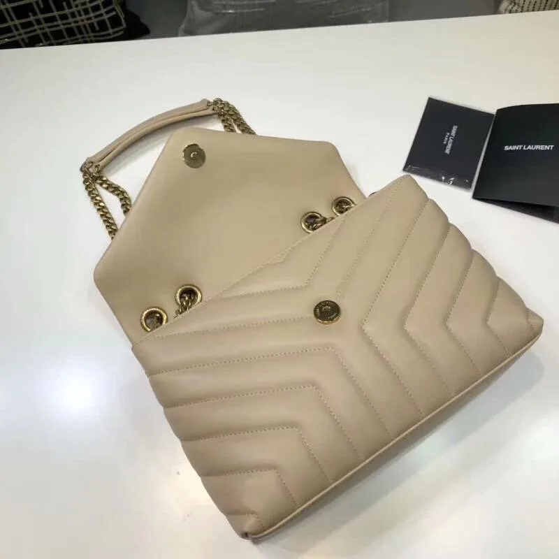 Saint Laurent Loulou Small Chain Bag In Matelassé Y Beige / YSL - Image 3