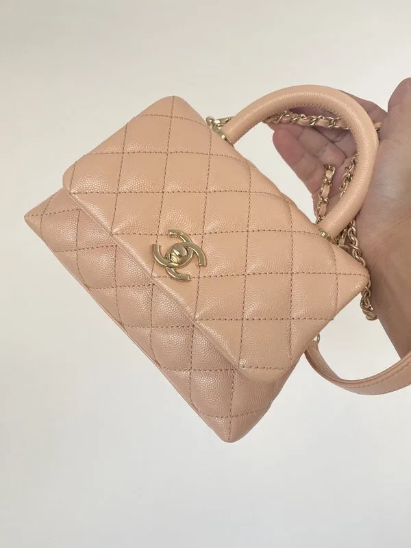 Chanel Mini Flap Bag Top Handle / Light Brown Gold Hardware - Image 3