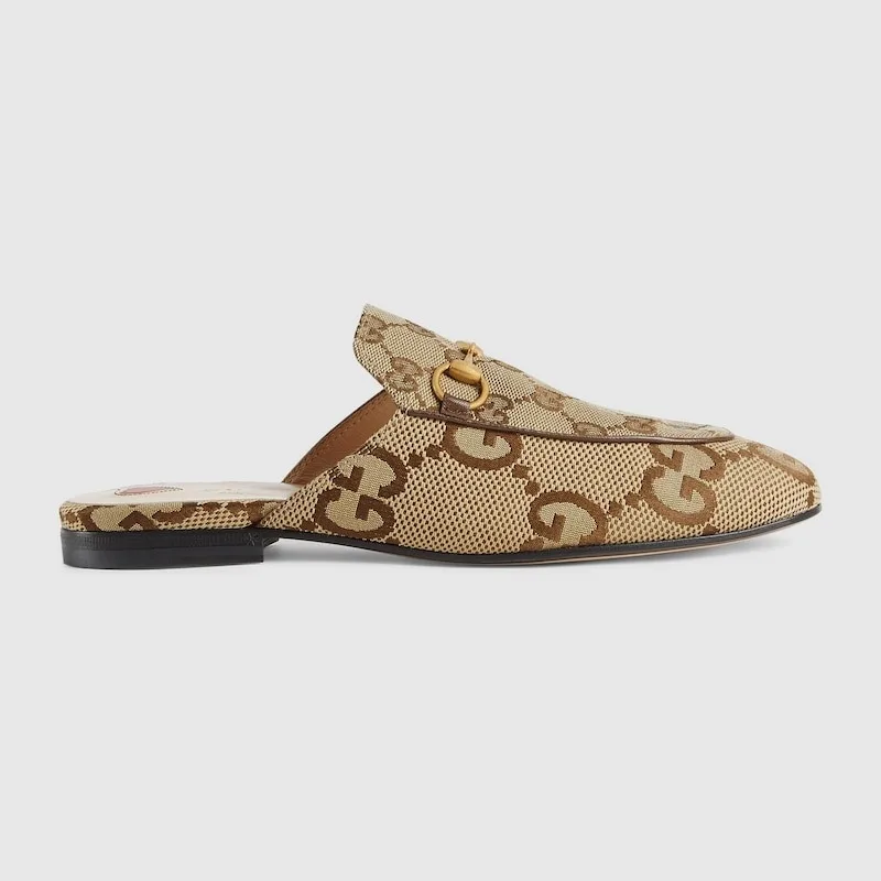 Gucci Women’s Jumbo GG Princetown Slipper By Canavas Brown - Image 3