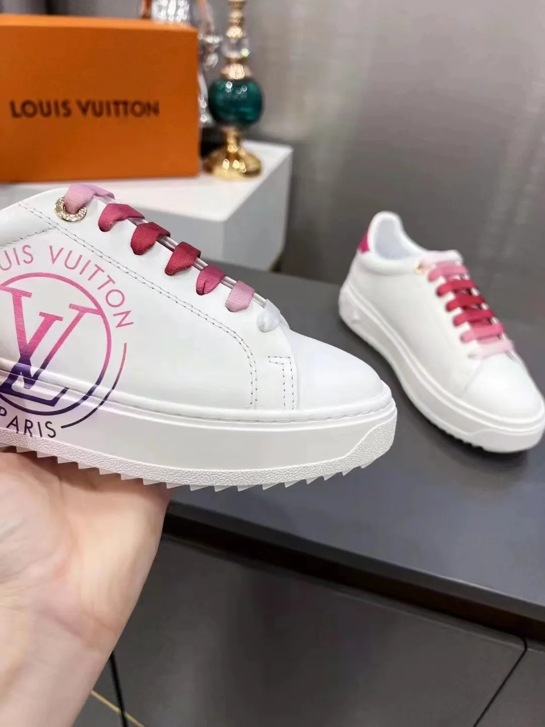 Louis Vuitton Time Out Sneaker Fuchsia Pink LV 1AA1BN - Image 7