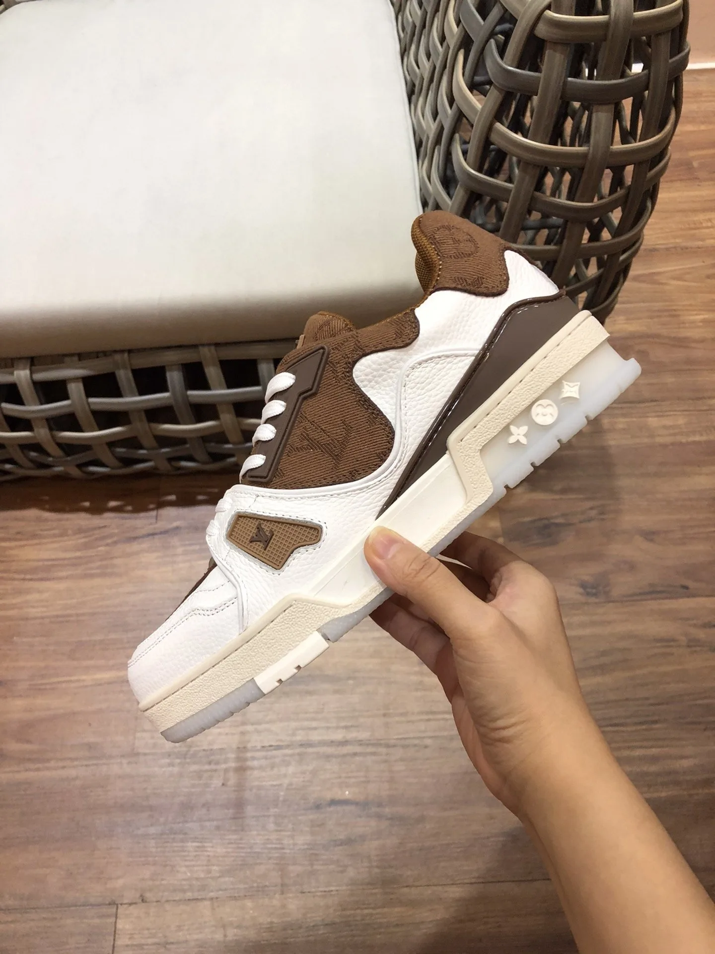 Louis Vuitton Trainer Sneaker Rubber Monogram White/Brown Virgil Abloh - Image 9