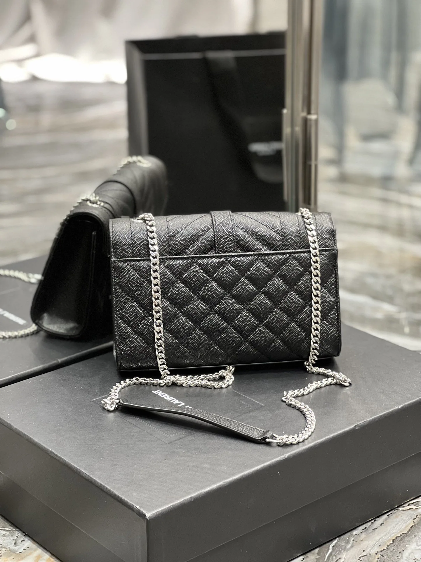 Saint Laurent Small Bag Black In Mix Matelasse / YSL - Image 8