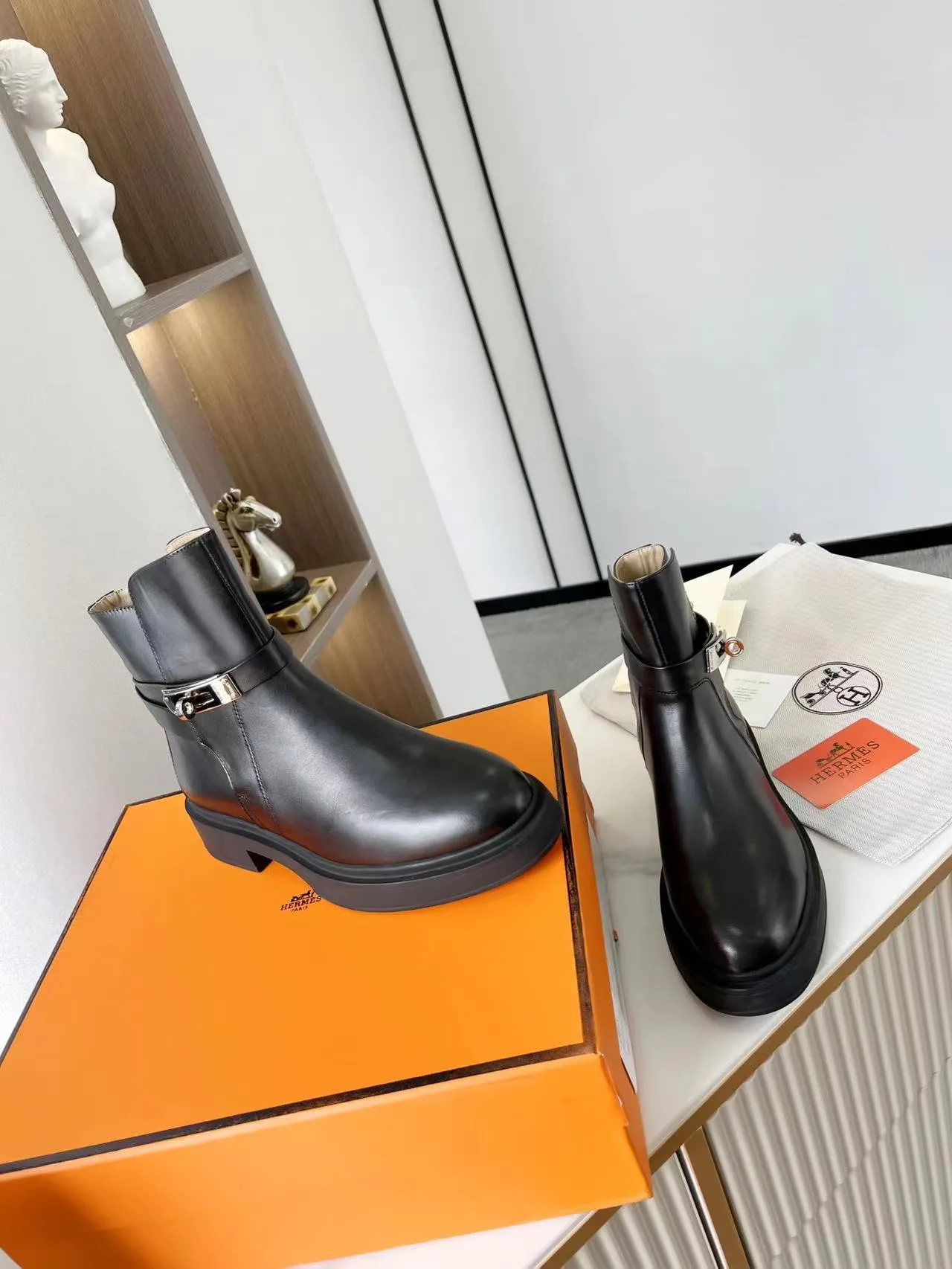 Hermes Veo Ankle Boots Black , Shoes - Image 6