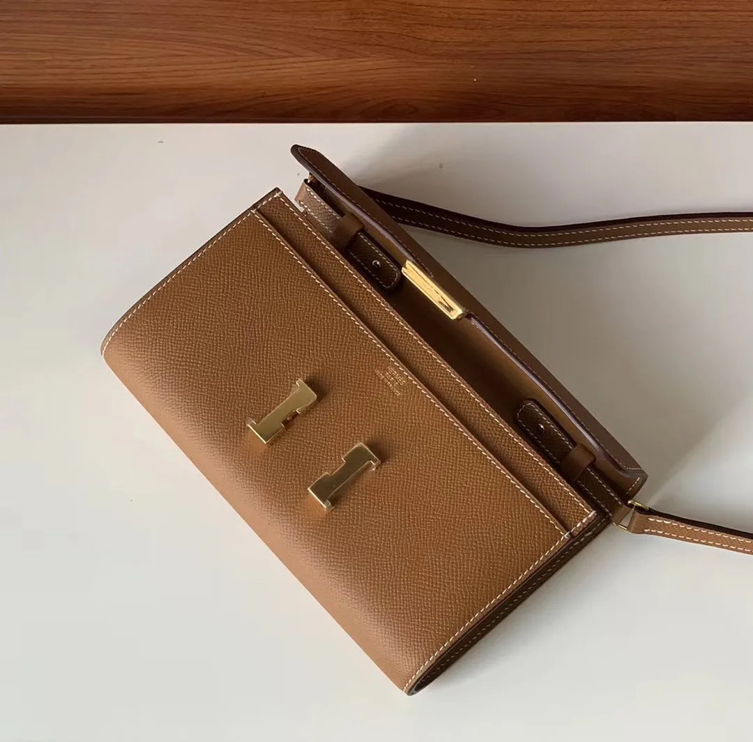 Hermes Constance Togo Long Wallet / Gold Toned Hardware Brown - Image 6