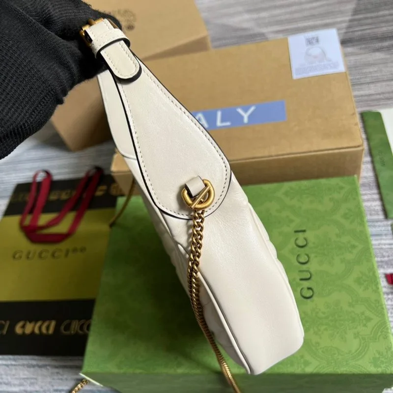 Gucci Marmont Half Moon Shaped Mini Bag / White Gold Hardware - Image 6