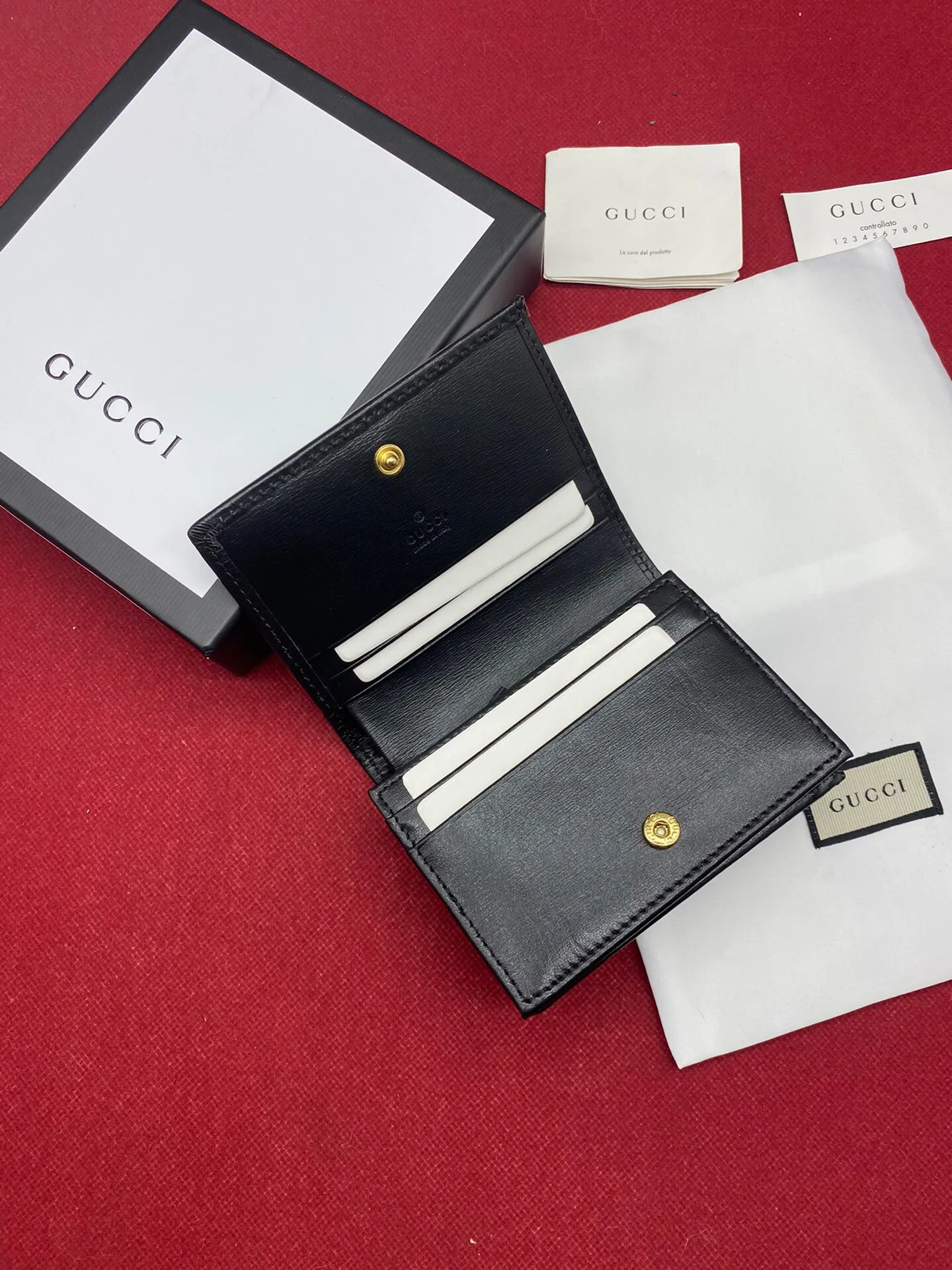 Gucci Horsebit 1955 Card Case Wallet Black Womens Wallet / GG - Image 8
