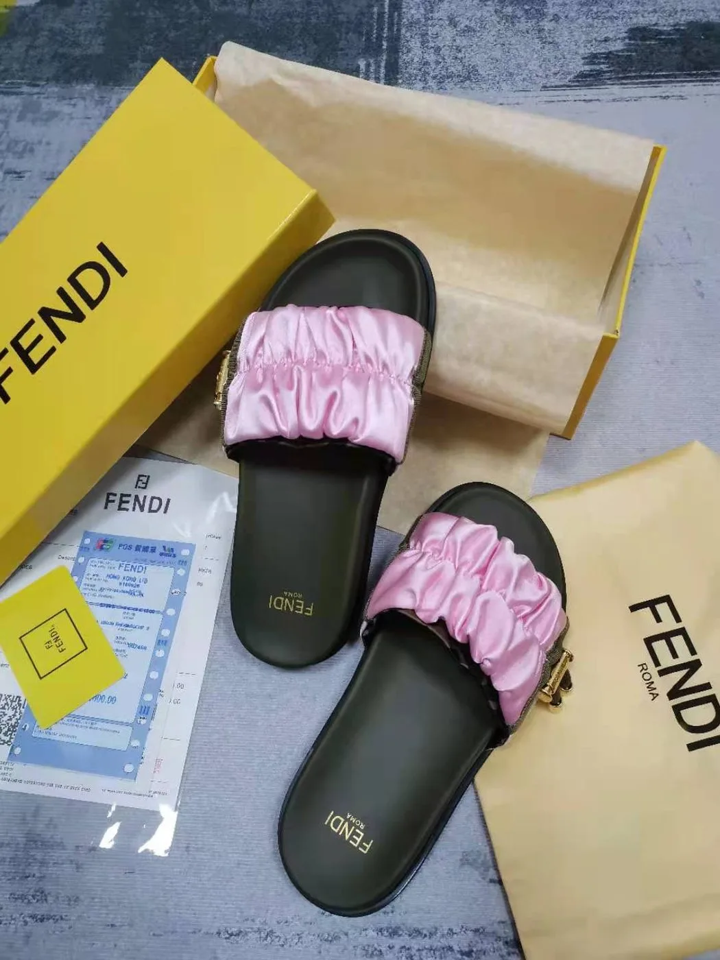 Alternative view of Fendi Feel Pink Satin Slides