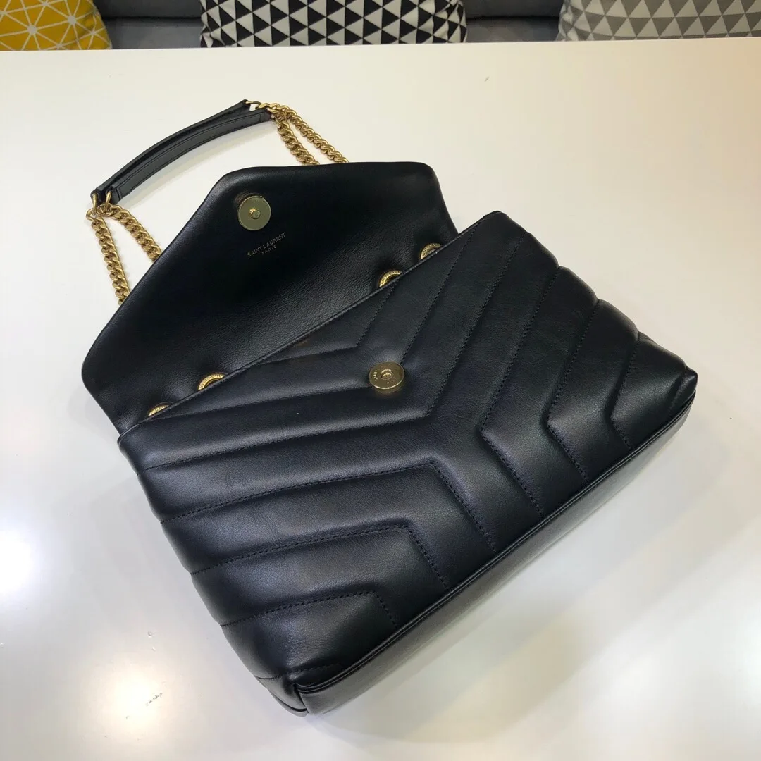 Saint Laurent Loulou Small Chain Bag In Y Black With Gold Hardware / YSL - Image 8
