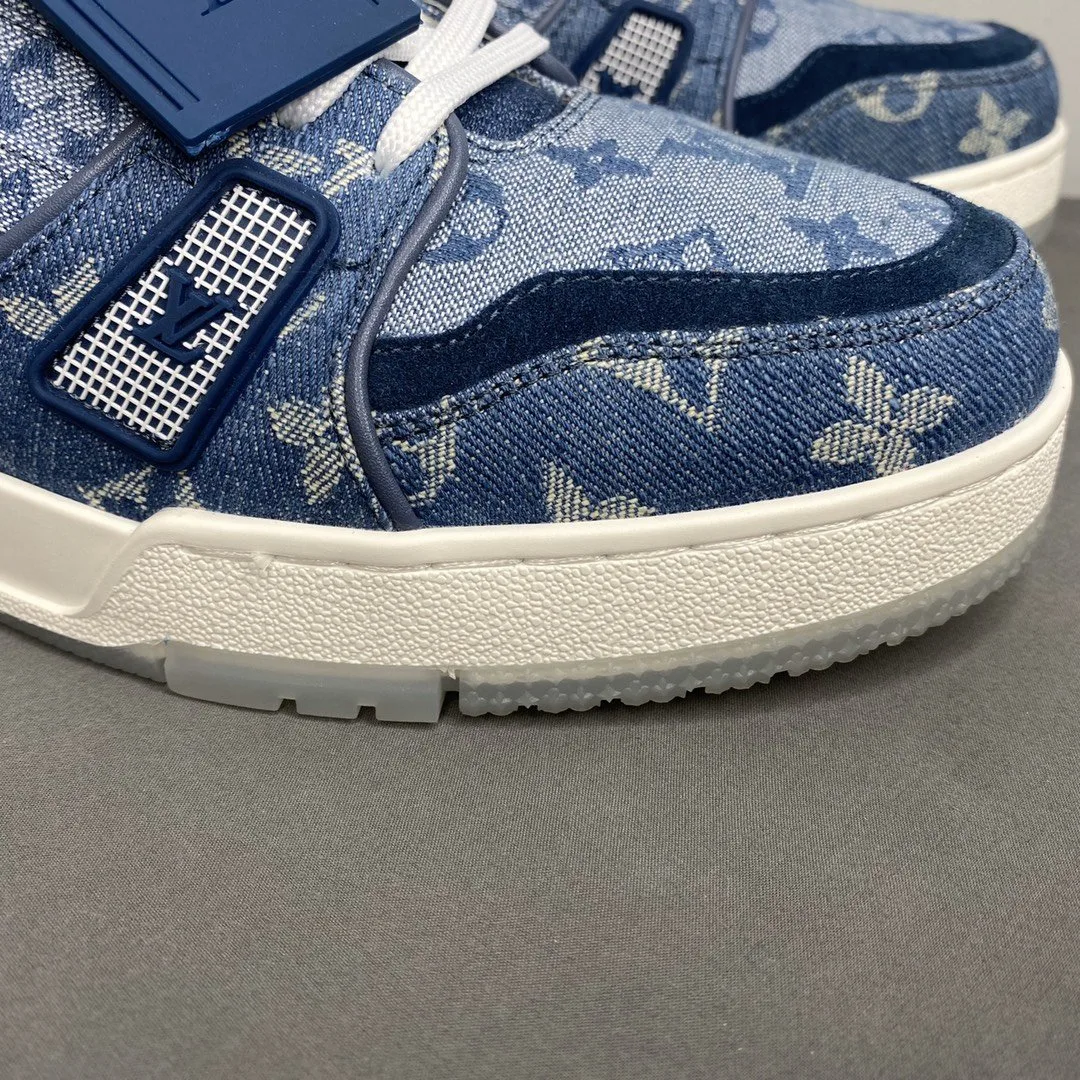 Louis Vuitton Trainer Sneaker Rubber Monogram Denim Blue Virgil Abloh - Image 6