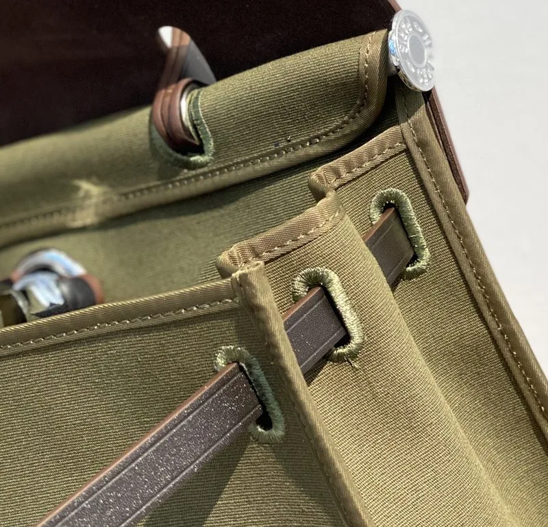 Hermes Herbag Zip Bag Dark Green Moss, Silver Toned Hardware Bag - Image 7