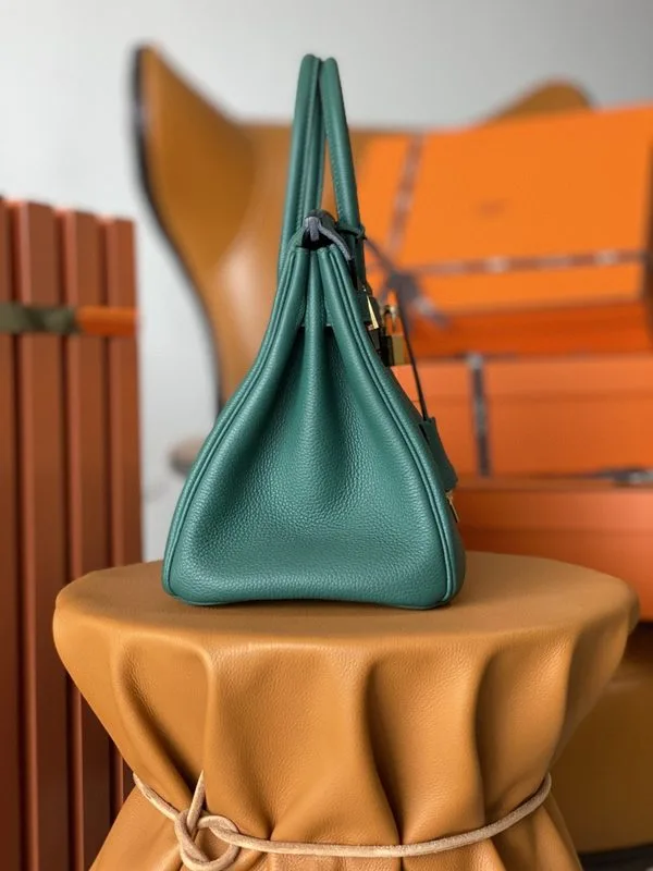 Hermes Birkin Top Handle Bag / Nata Swift Dark Green Gold Hardware - Image 2