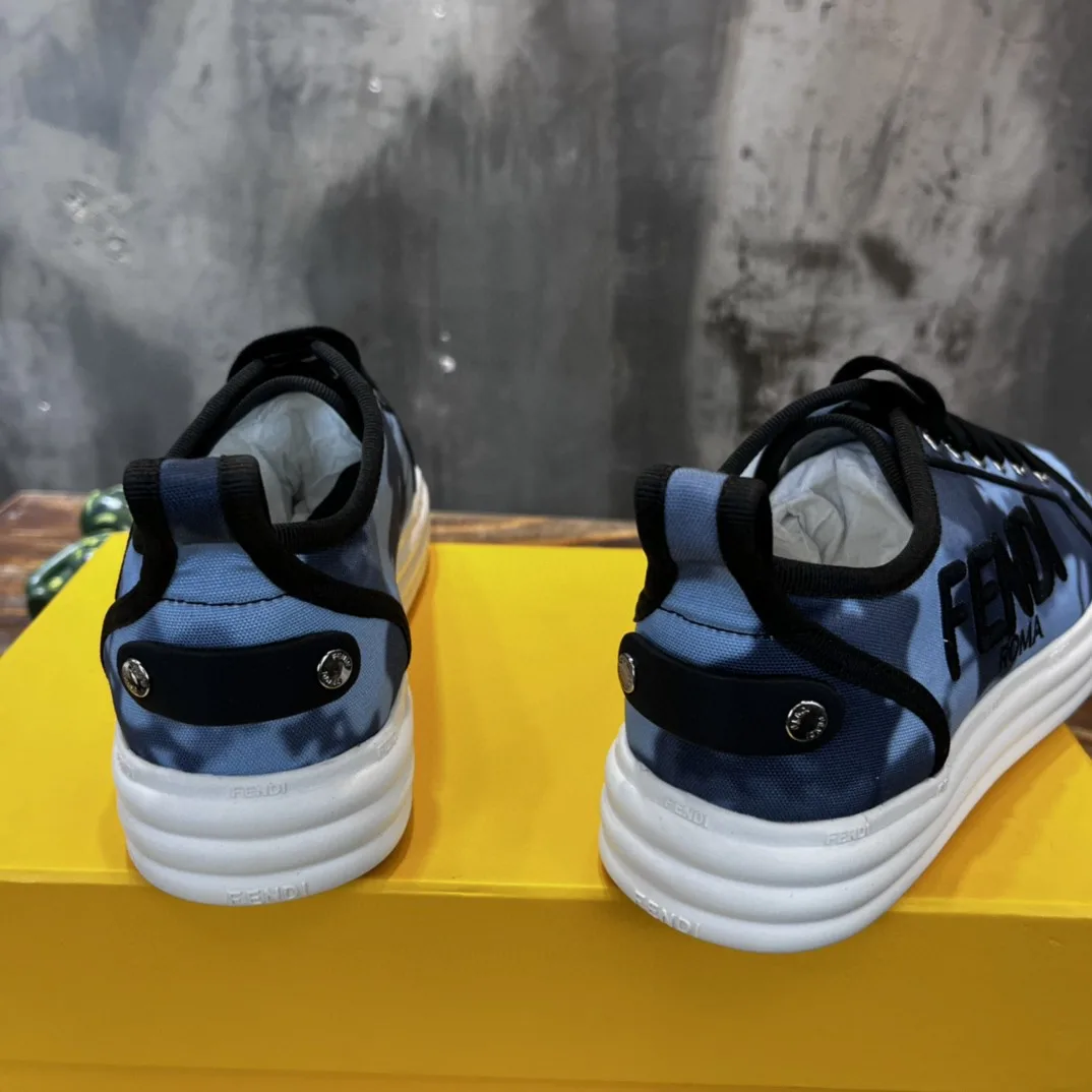 Fendi Domino Fabric Sneakers Blue - Image 7