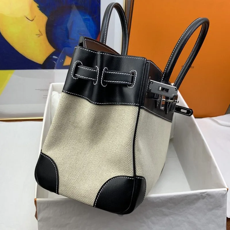 Hermes Birkin Top Handle Bag / Nata Swift BiColor Silver Hardware - Image 9