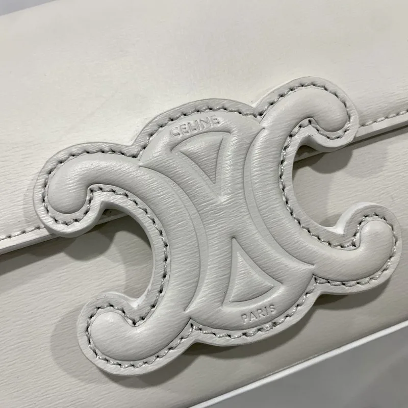 Celine Chain Shoulder Bag Cuir Triomphe White / - Image 8