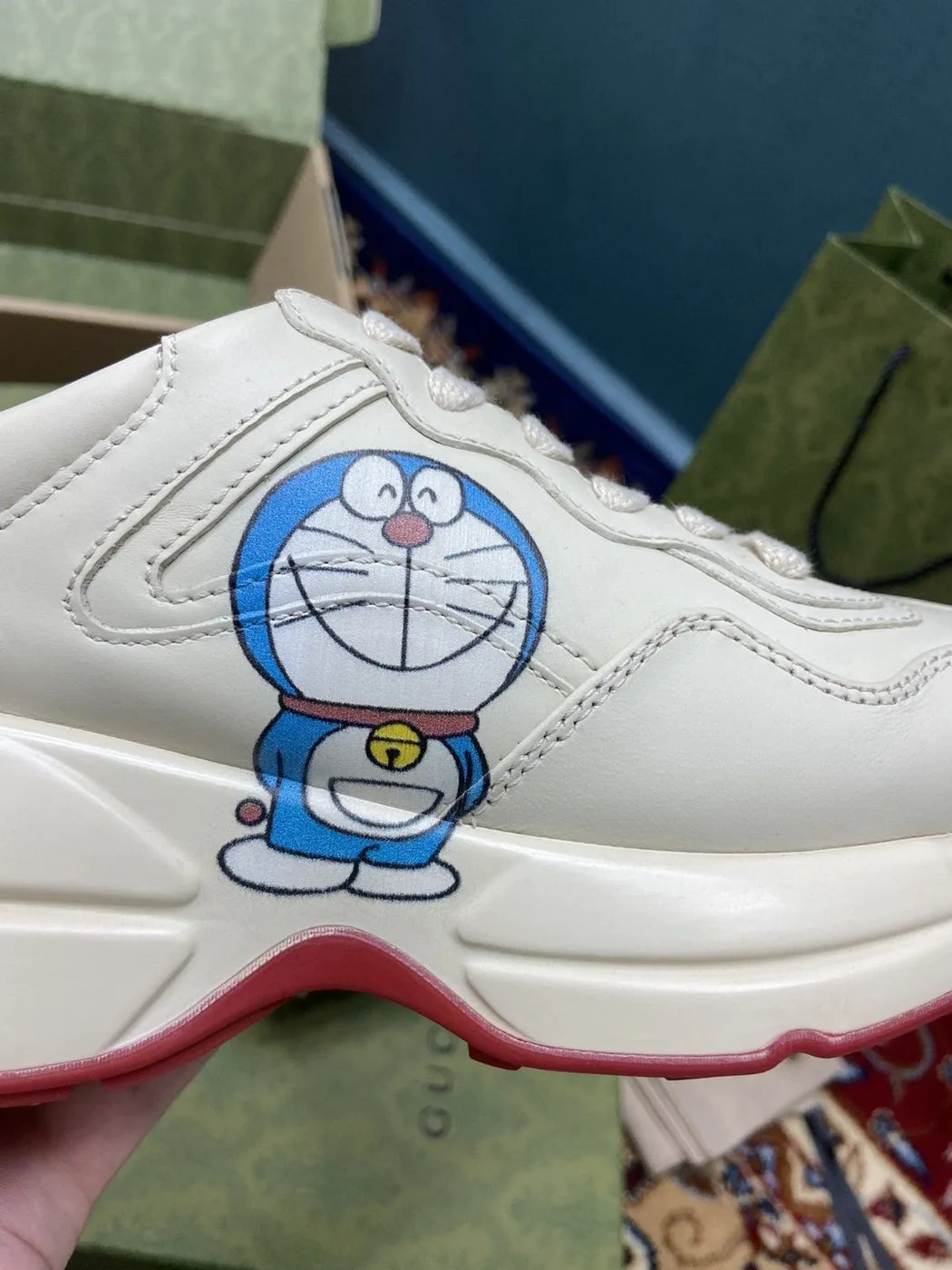 Doraemon x Gucci Women’s Rhyton Sneaker White Ivory - Image 3