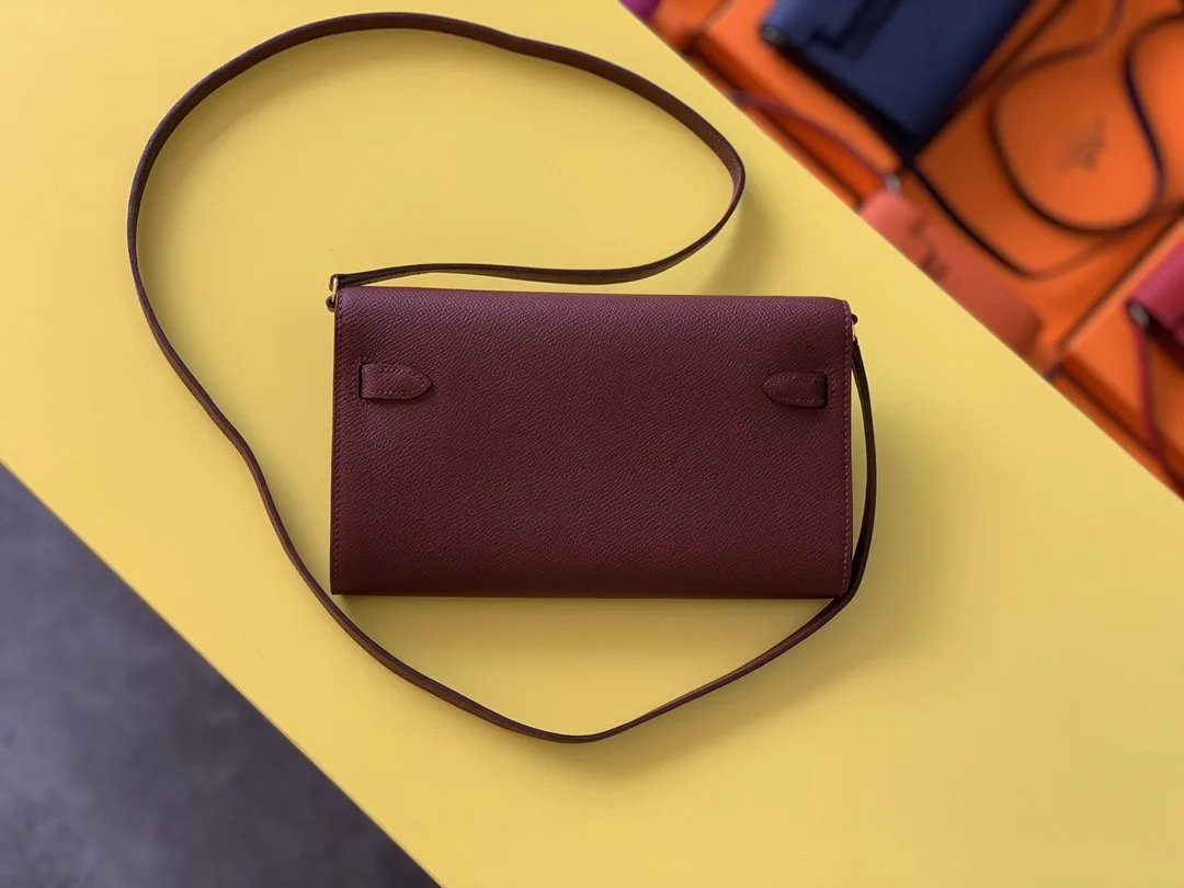 Hermes Kelly Wallet To Go Woc Epsom Wine - Image 5
