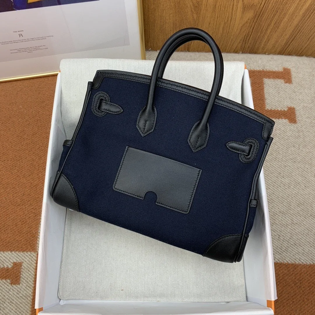Hermes Birkin Cargo 25 Top Handle Bag / Dark Blue Silver Hardware - Image 10