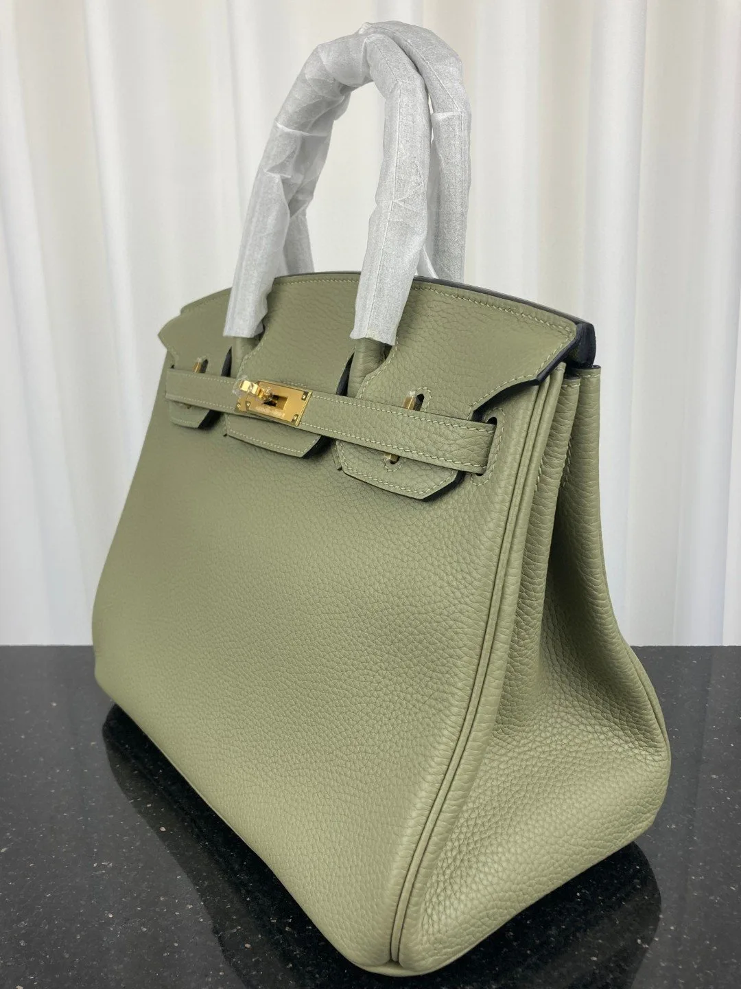 Hermes Birkin 30 Top Handle Bag / Green Moss Gold Hardware - Image 8