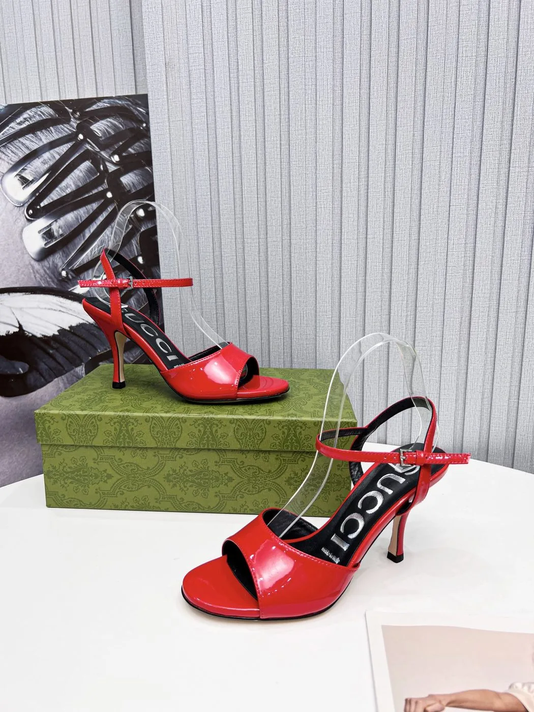 Gucci Women’s High-Heel Sandal By Matelasse Red - Image 3