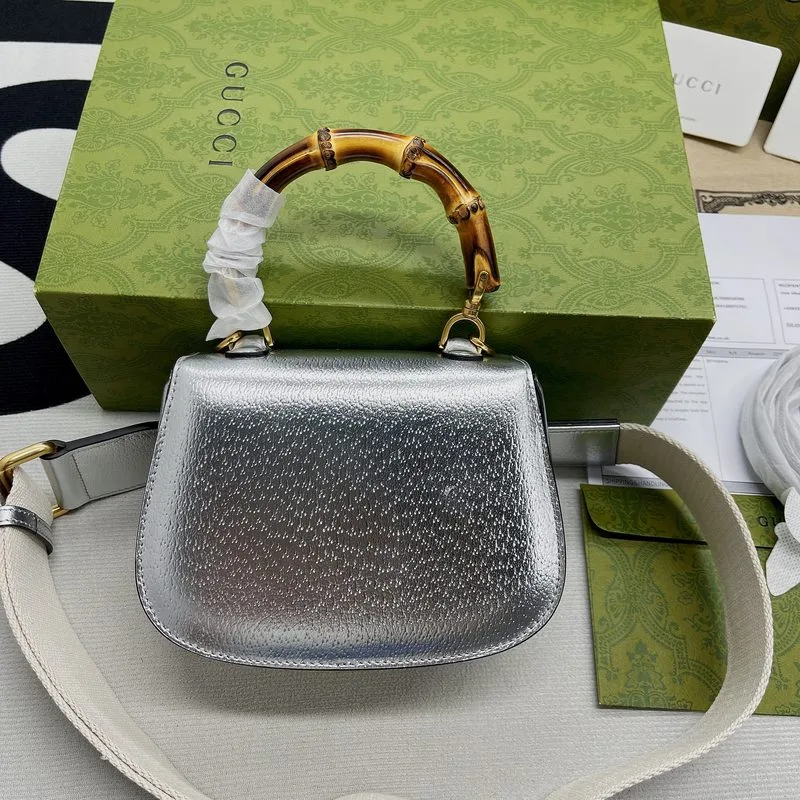 Gucci Bamboo 1947 Mini Top Handle Bag Silver - Image 14
