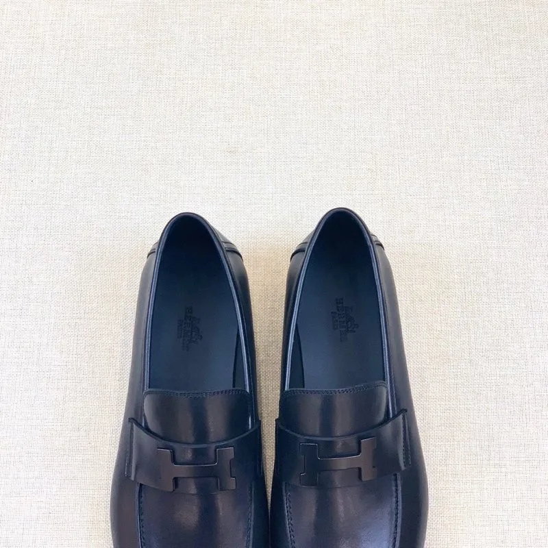 Hermes Paris Loafers Navy Blue - Image 3