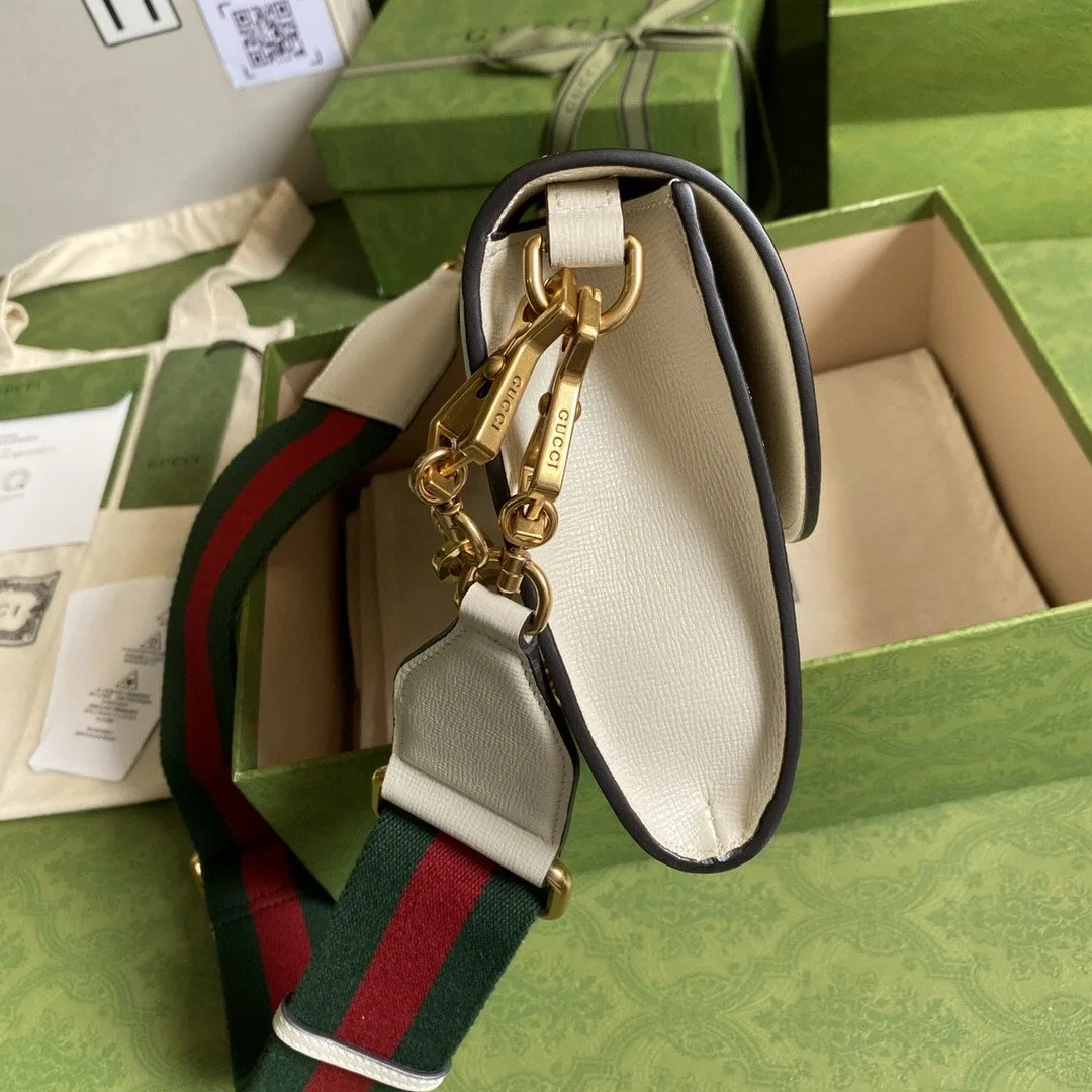 Gucci Horsebit 1955 Small Bag White / GG - Image 5