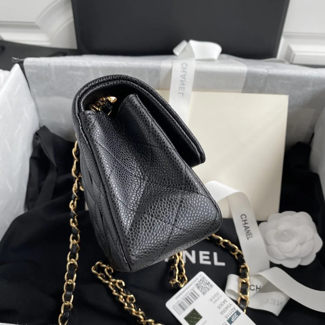 Chanel Classic Flap Bag Small Crossbody / Black Gold Hardware - Image 7