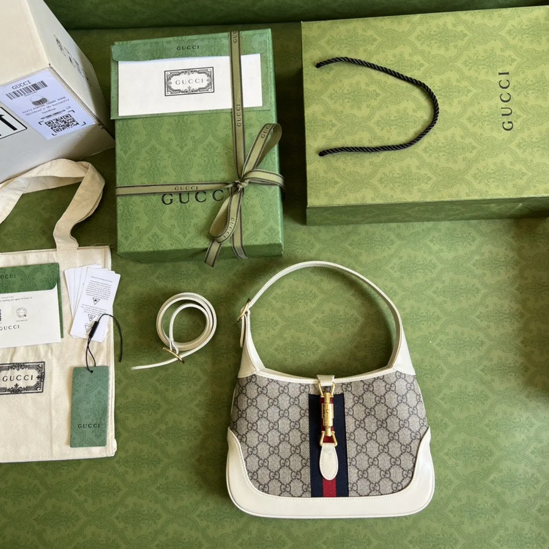 Alternative view of Gucci Jackie 1961 Small Shoulder Bag Beige And Ebony GG Supreme Canvas /