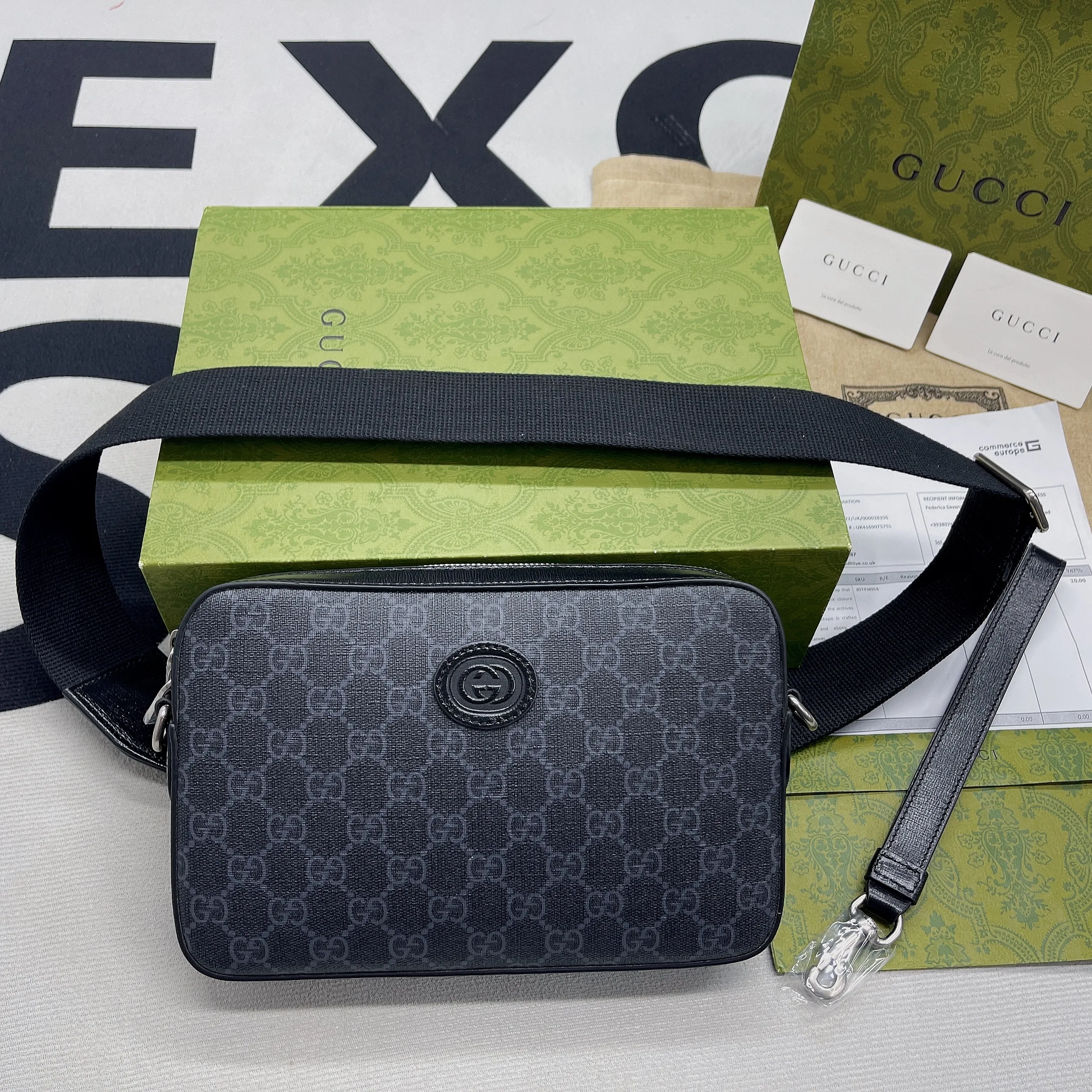 Alternative view of Gucci Shoulder Bag With Interlocking G Black GG Supreme Canvas /