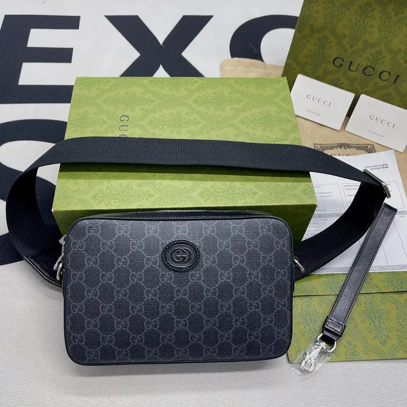 Gucci Shoulder Bag With Interlocking G / Black GG Supreme Canvas - Image 3