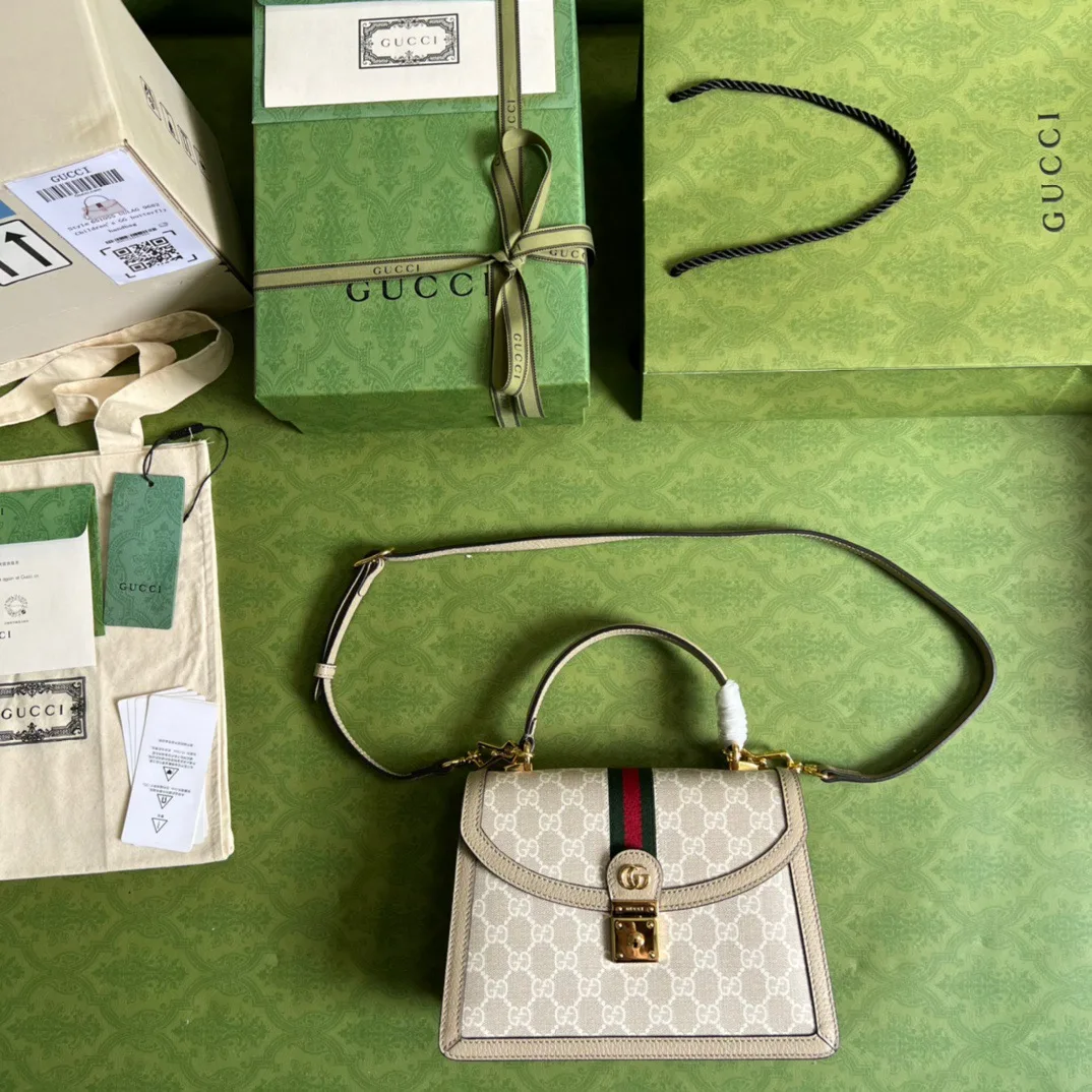 Gucci Ophidia Small GG Top Handle Bag Beige - Image 3